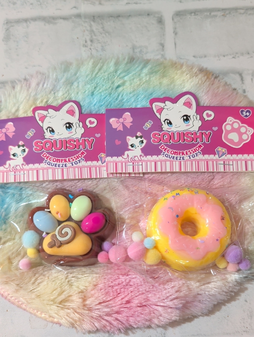 Decompression Squeeze Toy Set - Donut and Paw Bundle of 2